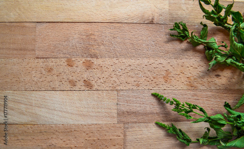 Fototapeta na drzwi i meble Fresh herbs at wooden backgroun