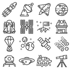 Wall Mural - Vector space icons set. Line pack