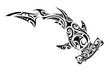 Wall Mural - Maori style hammer shark tattoo