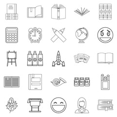 Poster - Inspect icons set, outline style
