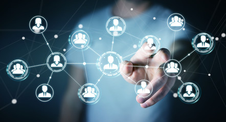 Poster - Businessman using social network connection 3D rendering