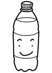 Wall Mural - drinking water bottle cartoon / vector and illustration, black and white, hand drawn, sketch style, isolated on white background.