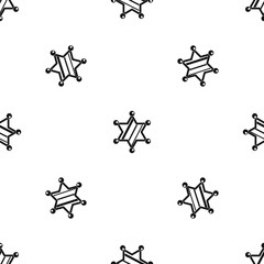 Wall Mural - Sheriff star pattern seamless black