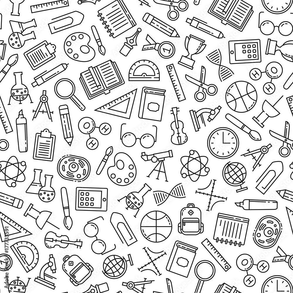seamless pattern with education design elements Stock Vector | Adobe Stock