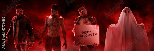 Obraz na płótnie Zestaw przerażających kostiumów na halloween