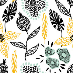 Poster - Colorful seamless floral background