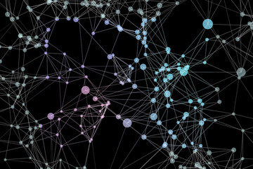 Canvas Print - Global network connections with points and lines. Wireframe.