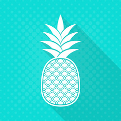 Wall Mural - White vector pineapple flat icon turquoise