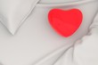 © justyle - Red heart on bed, 3D Rendering