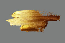 Hand Drawing Gold Brush Stroke Paint