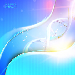 Poster - Science concept image DNA gemon, blue light abstraction of digital art. Vector illustration.