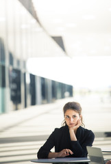 Thoughtful business woman