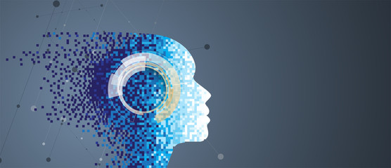Artificial intelligence. Technology web background. Virtual concept