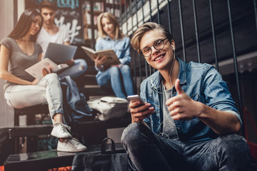 Students in library