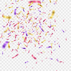 Poster - Many Falling Colorful Confetti And Ribbon Isolated. Vector