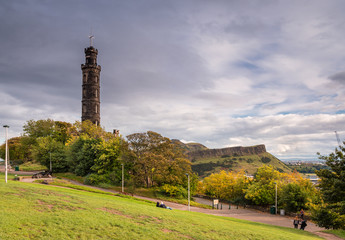 Sticker - Nelson Monument and Arthur's Seat / Calton Hill in central Edinburgh, offers great views of the city skyline and has several iconic monuments