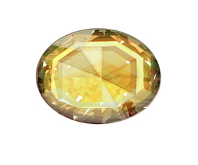 Wall Mural - Isolated yellow oval gemstone on white background.