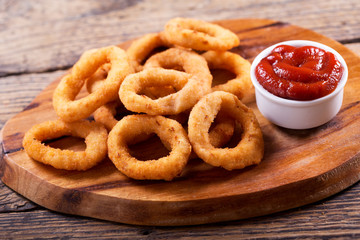 Wall Mural - onion rings with ketchup