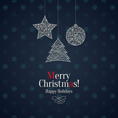 Christmas and New Year. Vector greeting card with festive background