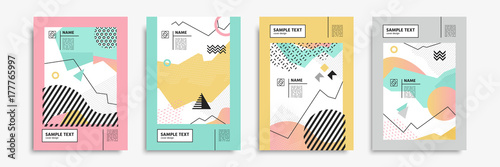 Cover set in memphis, bauhaus, hipster, geometric style Slika na platnu