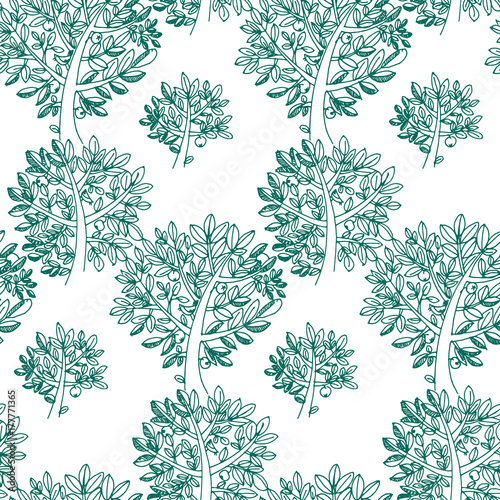 sketch green tree and folia...