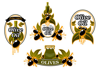 Wall Mural - Vector icon of olives for organic olive oil