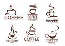 Vector Icons Set Of Coffee Cups For Cafeteria Cafe