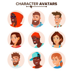 Wall Mural - People Characters Avatars Set Vector. Cartoon Flat Isolated Illustration