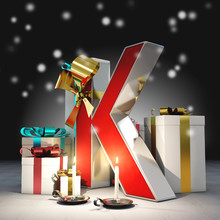 'K' 3d Letter With Christmas Atmosphere