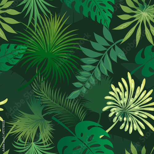 Tropical Leaves Seamless Pattern Palm Leafs Green Vector Tropical Leaves Seamless Pattern Palm Leafs Green Vector Wallpaper For Print Design