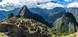 Panoramic view from the top to old Inca ruins and Wayna Picchu mountain, Machu Picchu, Urubamba provnce, Peru