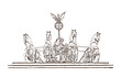 Hand drawn sketch of Brandenburg Gate horse statue Berlin, Germany in vector illustration.