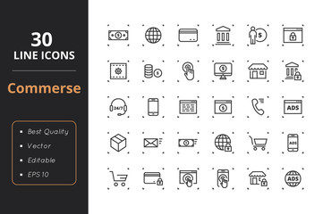 Poster - 30 Commerce Line Icons