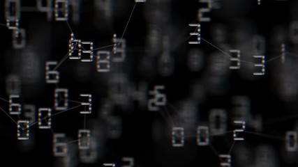 Poster - Interconnected changing numbers fly in space. Business background.seamless loop.