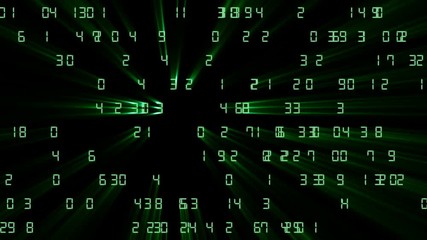 Poster - light penetrates through the green figures. Moving information in the world. Business background. seamless loop.