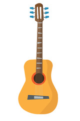 Wall Mural - Classical acoustic guitar vector flat design illustration isolated on white background.