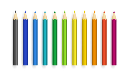 Aufkleber - Different color crayons vector set isolated on white