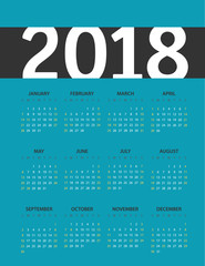 Aufkleber - 2018 year calendar template. Flat design template