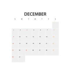 Aufkleber - 2018 year calendar template. December