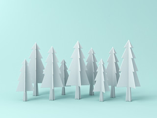 Aufkleber - Christmas tree or pines on light green pastel color background for christmas decoration with blank space . 3D rendering.