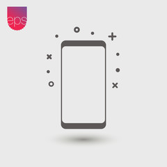 Poster - Modern smartphone simple Vector Icon. Vector emblem isolated on grey background.