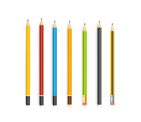 Poster - Different pencils vector collection isolated on white