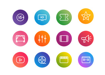 Fototapete - Trendy app linear icons vector set on gradient backgrounds