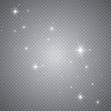 Set Of Shining Lights Isolated On A Transparent Background. The Flash Flashes With Rays And A Searchlight. Light Effect Of Glow. The Star Flashed With Sparkles.