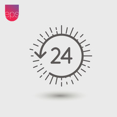 Poster - 24 hour simple Vector Icon. Vector emblem isolated on grey background. Vector pictogram clipart