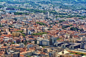 Poster - Buildings architecture. View from above, from Fort Bastille in Grenoble, France