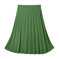 Green pleated midi skirt isolated on white
