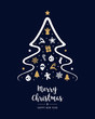 © Pixasquare - merry christmas tree elements greeting text card golden blue background
