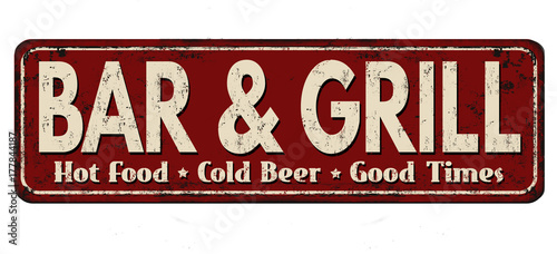 Plakaty do baru  bar-amp-grill-w-stylu-vintage-zardzewialy-metalowy-znak