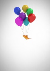 Poster - fish floating tied to balloons